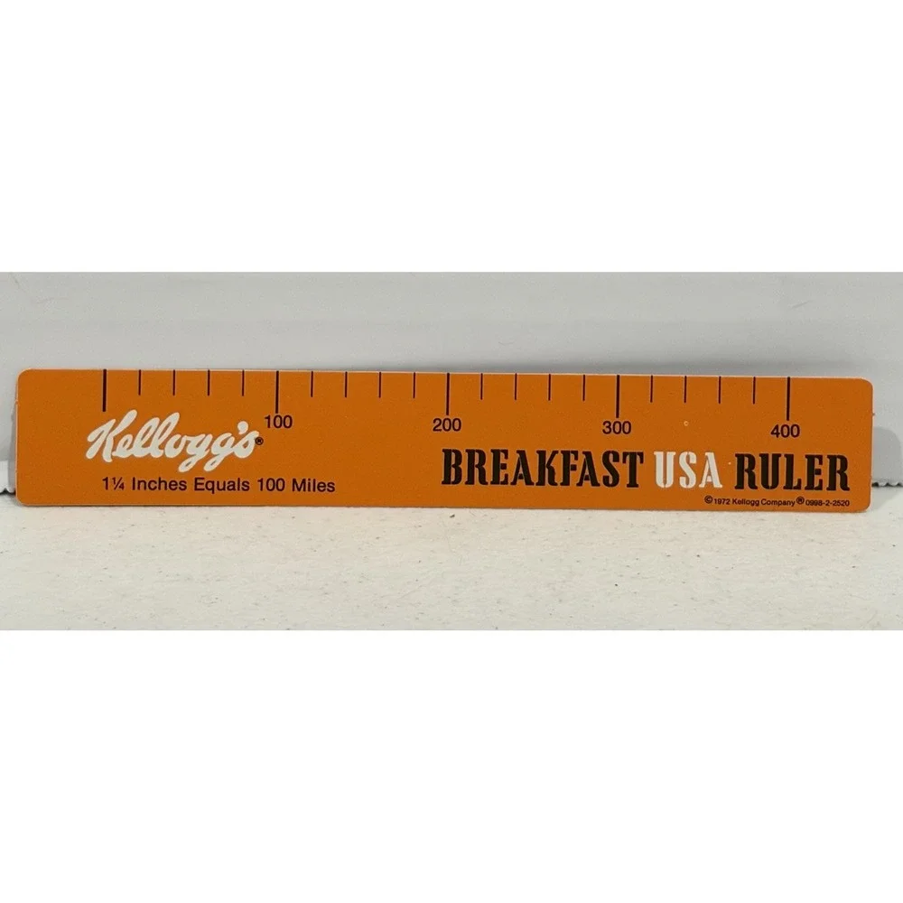 Vintage 1972 Kellogg's Breakfast USA Ruler Plastic Advertising Premium Map Scale